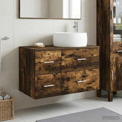 Bathroom Furniture Set 2 pcs Smoked Oak Engineered Wood