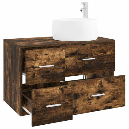 Bathroom Furniture Set 2 pcs Smoked Oak Engineered Wood