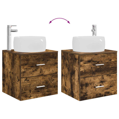 Bathroom Furniture Set 2 pcs Smoked Oak Engineered Wood