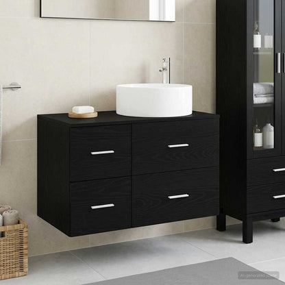 Bathroom Furniture Set 2 pcs Black Oak Engineered Wood