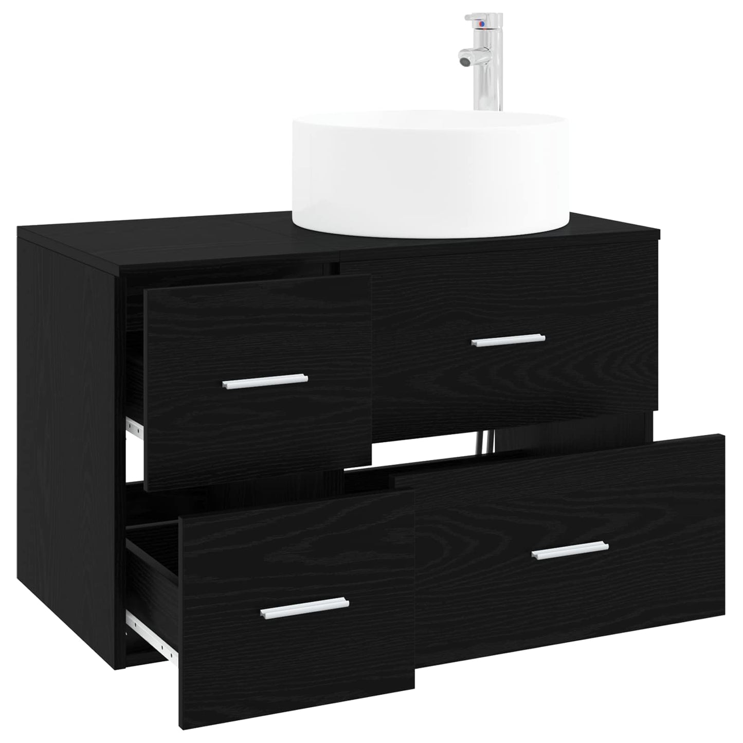 Bathroom Furniture Set 2 pcs Black Oak Engineered Wood