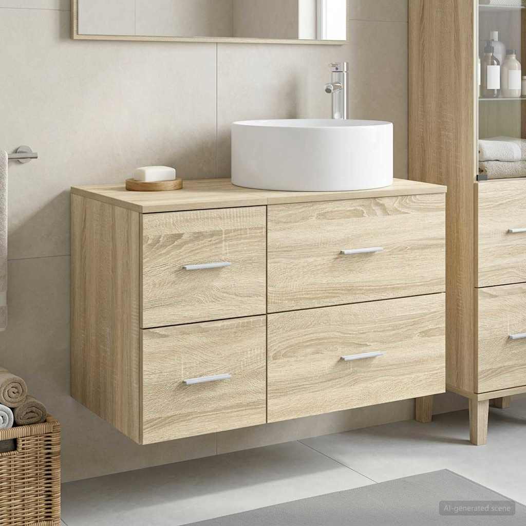 Bathroom Furniture Set 2 pcs Sonoma Oak Engineered Wood