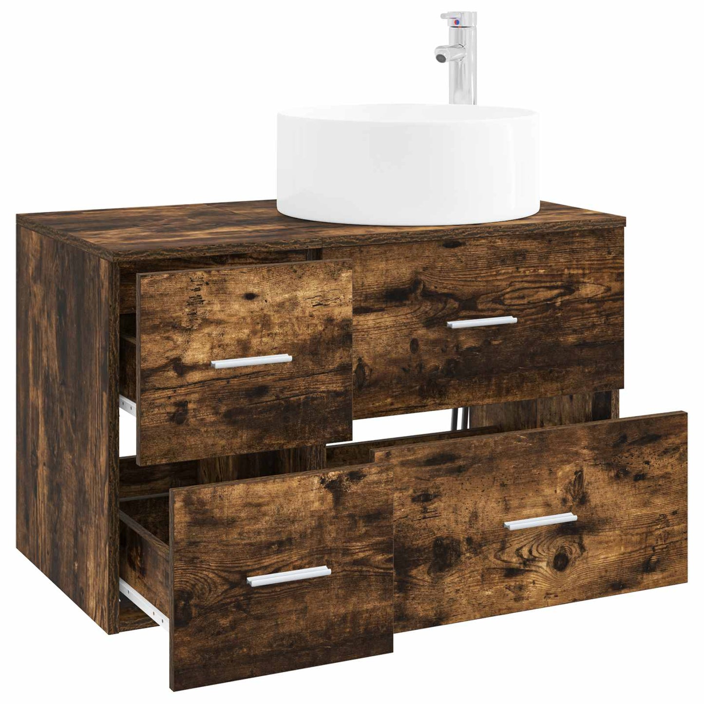 Bathroom Furniture Set 2 pcs Smoked Oak Engineered Wood