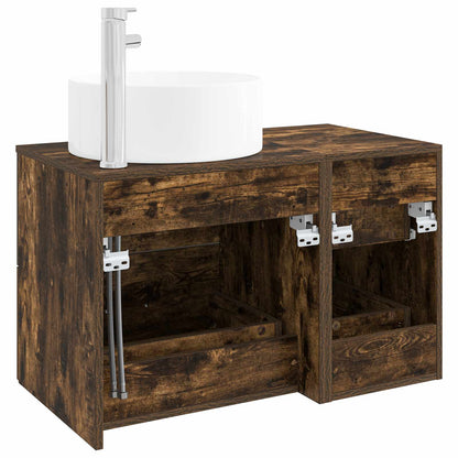 Bathroom Furniture Set 2 pcs Smoked Oak Engineered Wood