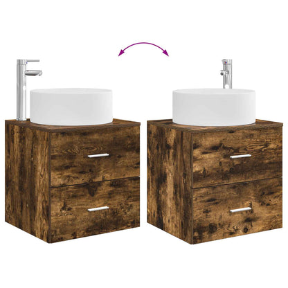 Bathroom Furniture Set 2 pcs Smoked Oak Engineered Wood