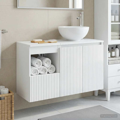 Bathroom Furniture Set 2 pcs High Gloss White Engineered Wood