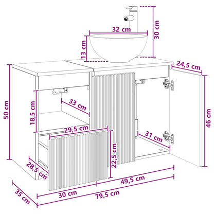 Bathroom Furniture Set 2 pcs Smoked Oak Engineered Wood