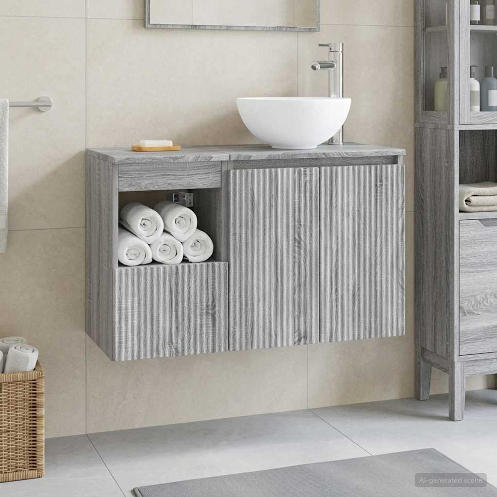Bathroom Furniture Set 2 pcs Grey Sonoma Engineered Wood