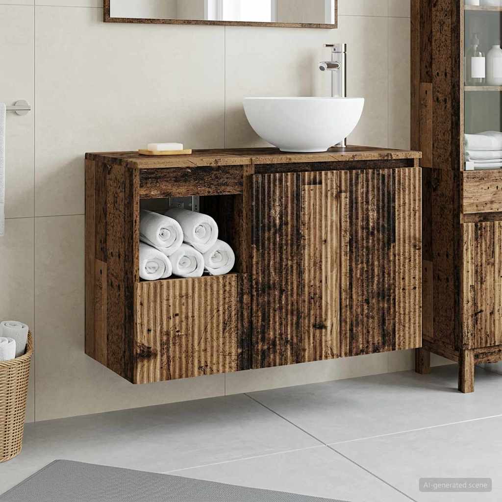 Bathroom Furniture Set 2 pcs Old Wood Engineered Wood