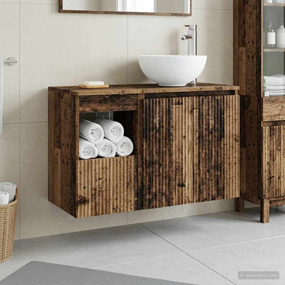 Bathroom Furniture Set 2 pcs Old Wood Engineered Wood