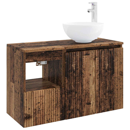Bathroom Furniture Set 2 pcs Old Wood Engineered Wood