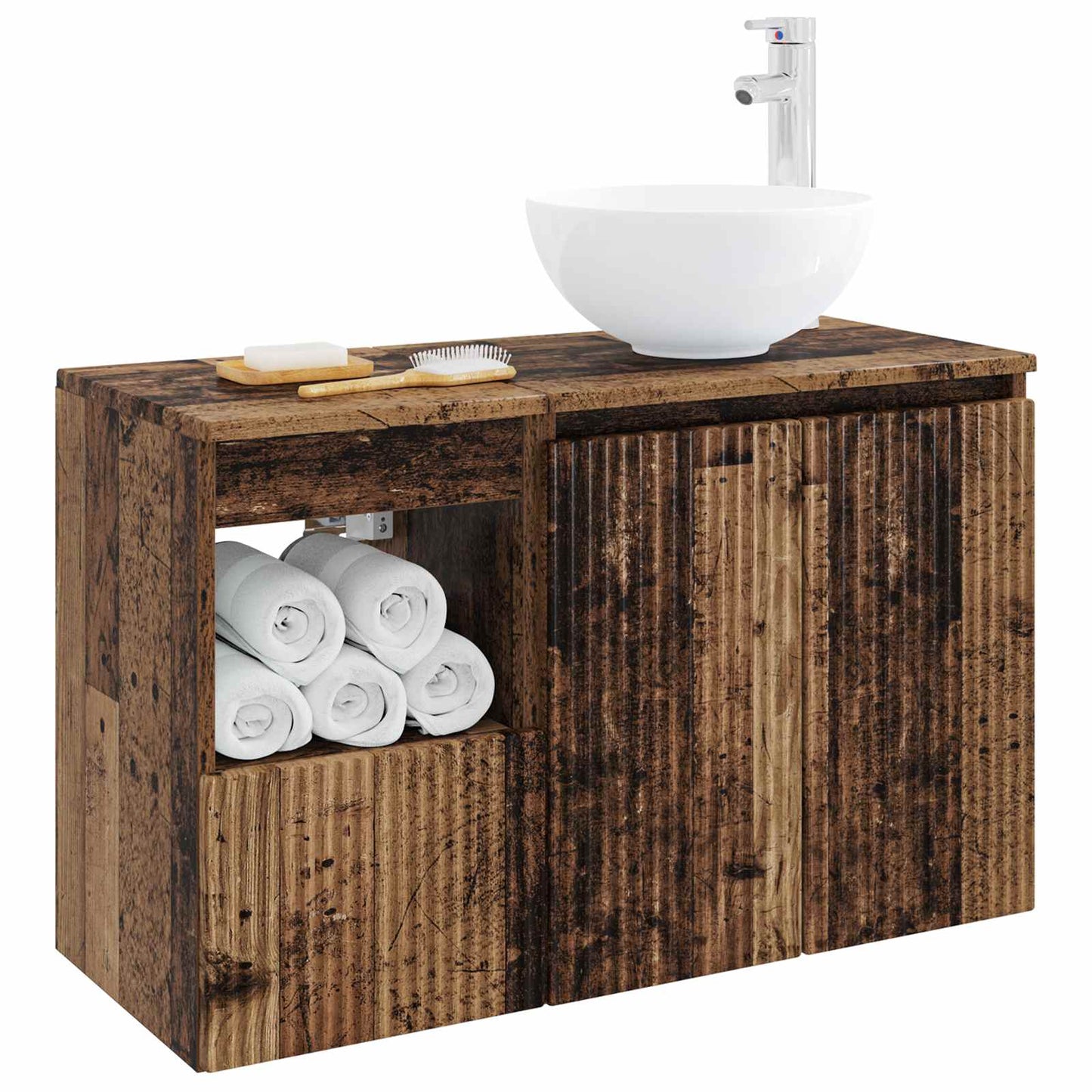 Bathroom Furniture Set 2 pcs Old Wood Engineered Wood