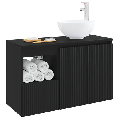 Bathroom Furniture Set 2 pcs Black Engineered Wood