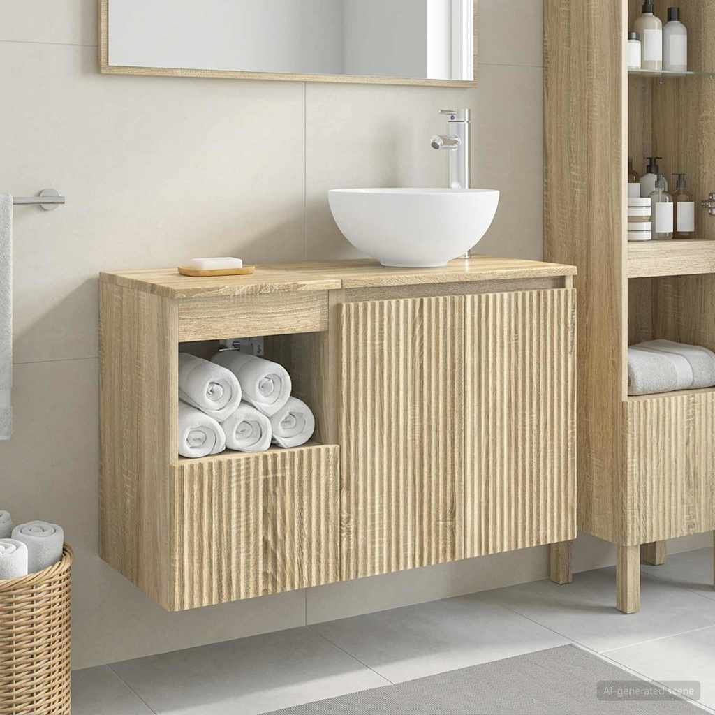 Bathroom Furniture Set 2 pcs Sonoma Oak Engineered Wood