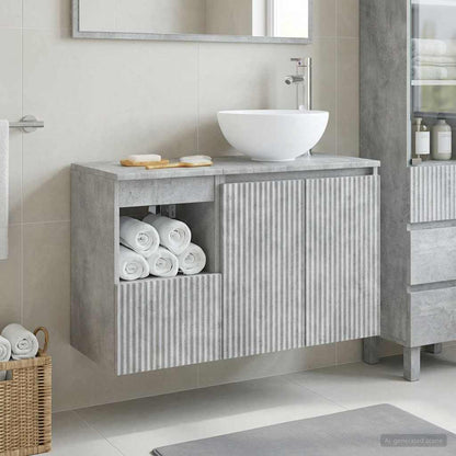 Bathroom Furniture Set 2 pcs Concrete Grey Engineered Wood