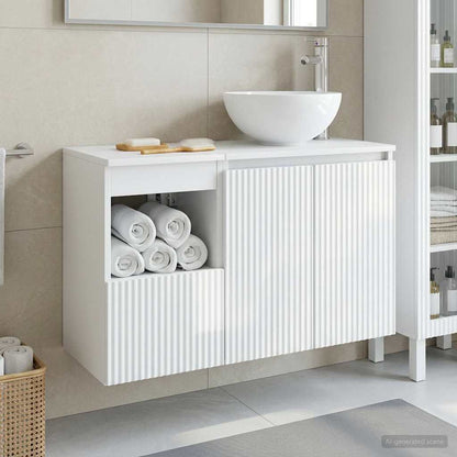 Bathroom Furniture Set 2 pcs High Gloss White Engineered Wood