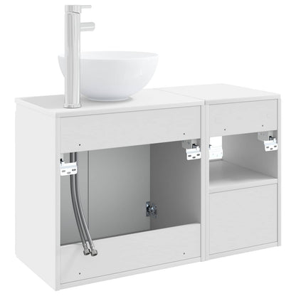 Bathroom Furniture Set 2 pcs High Gloss White Engineered Wood