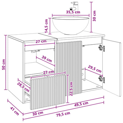 Bathroom Furniture Set 2 pcs Smoked Oak Engineered Wood
