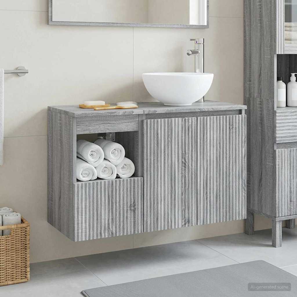 Bathroom Furniture Set 2 pcs Grey Sonoma Engineered Wood