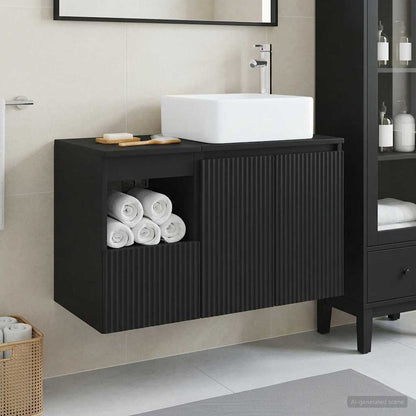Bathroom Furniture Set 2 pcs Black Engineered Wood