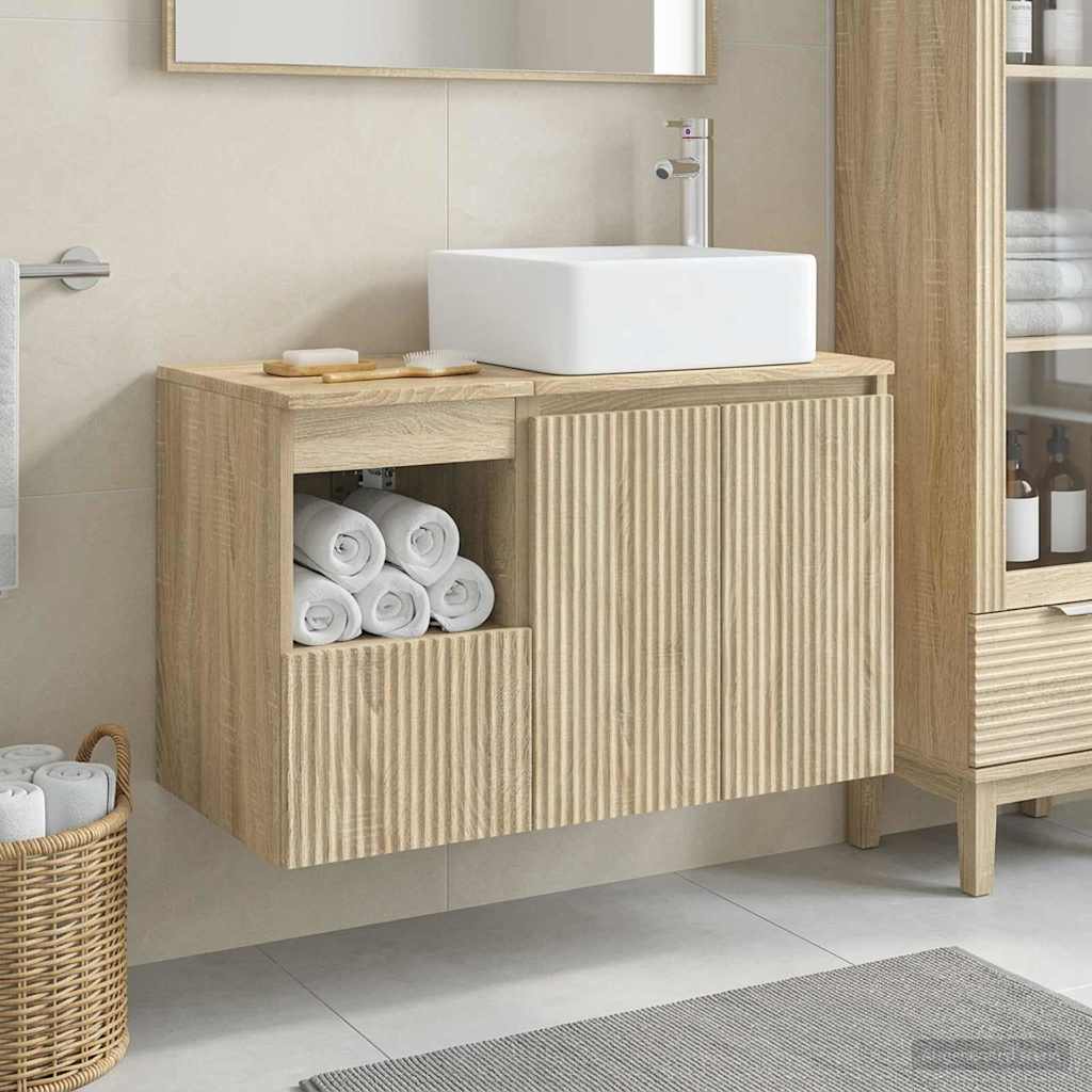 Bathroom Furniture Set 2 pcs Sonoma Oak Engineered Wood