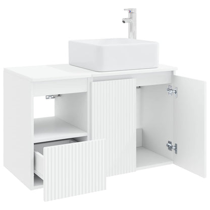 Bathroom Furniture Set 2 pcs High Gloss White Engineered Wood