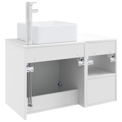 Bathroom Furniture Set 2 pcs High Gloss White Engineered Wood