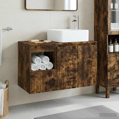 Bathroom Furniture Set 2 pcs Smoked Oak Engineered Wood