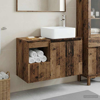 Bathroom Furniture Set 2 pcs Old Wood Engineered Wood