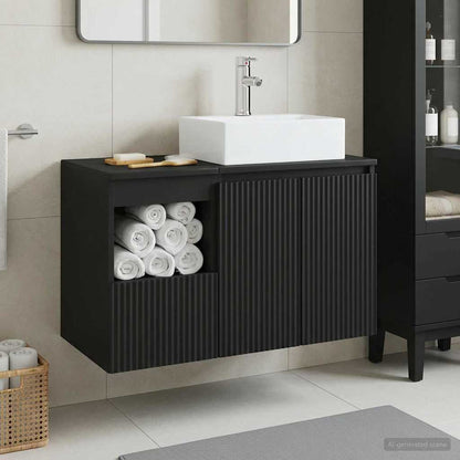 Bathroom Furniture Set 2 pcs Black Engineered Wood
