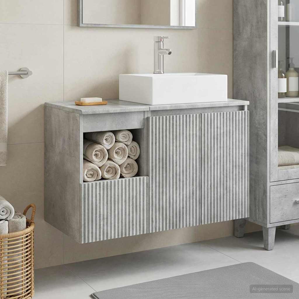 Bathroom Furniture Set 2 pcs Concrete Grey Engineered Wood