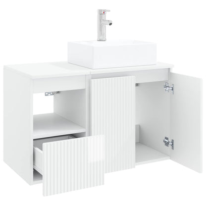 Bathroom Furniture Set 2 pcs High Gloss White Engineered Wood