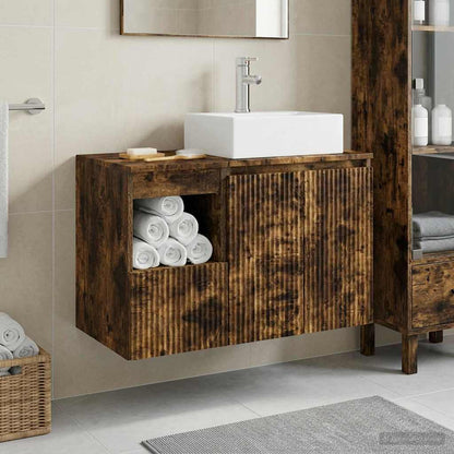 Bathroom Furniture Set 2 pcs Smoked Oak Engineered Wood