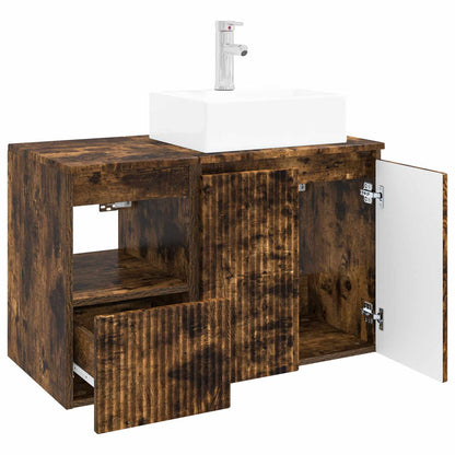 Bathroom Furniture Set 2 pcs Smoked Oak Engineered Wood
