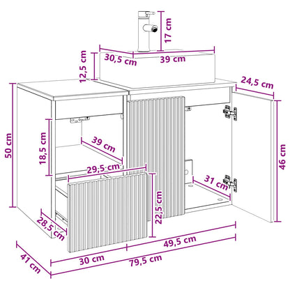 Bathroom Furniture Set 2 pcs Smoked Oak Engineered Wood