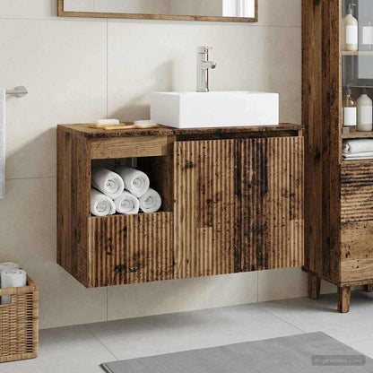 Bathroom Furniture Set 2 pcs Old Wood Engineered Wood