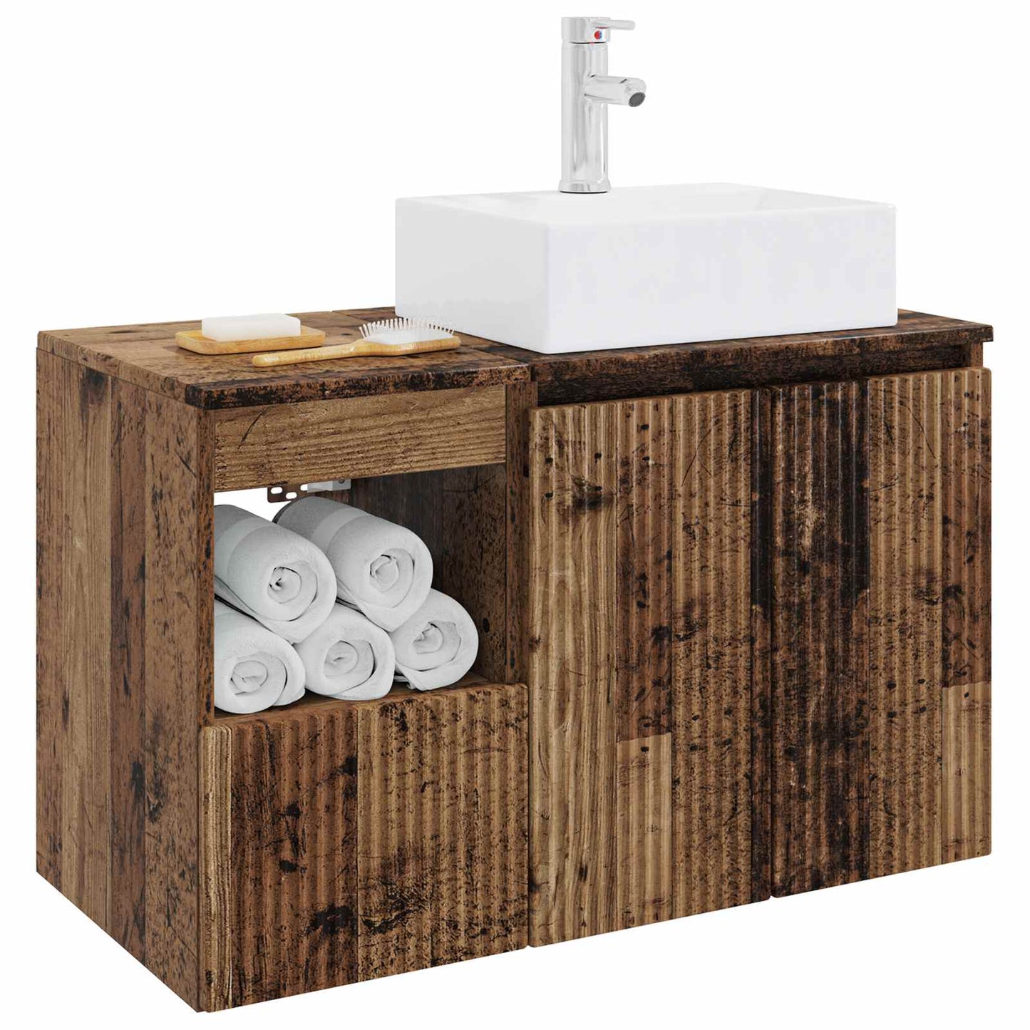 Bathroom Furniture Set 2 pcs Old Wood Engineered Wood