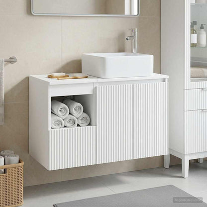 Bathroom Furniture Set 2 pcs White Engineered Wood