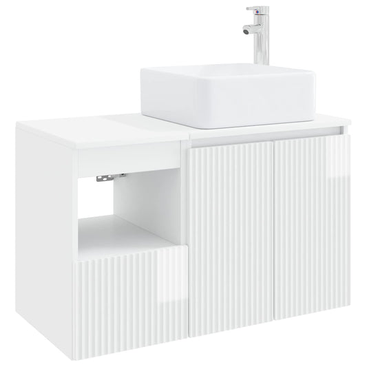 Bathroom Furniture Set 2 pcs High Gloss White Engineered Wood