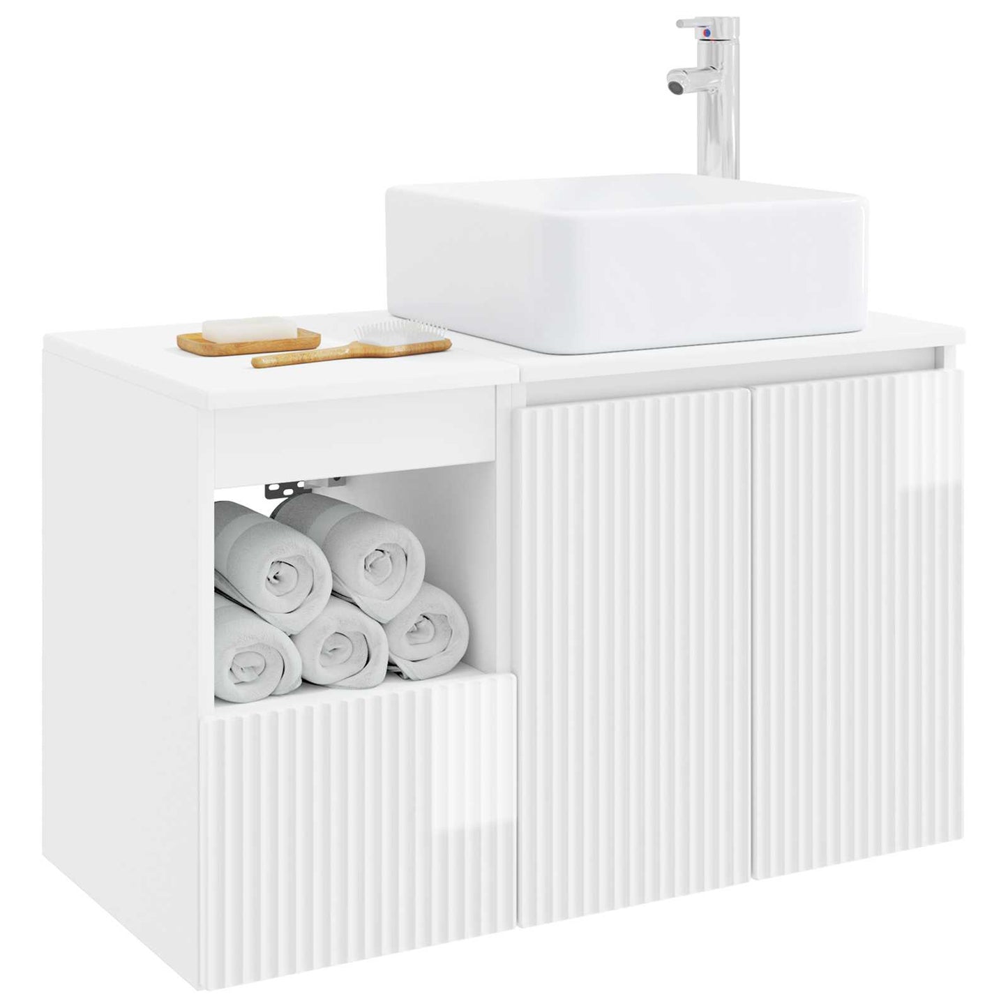 Bathroom Furniture Set 2 pcs High Gloss White Engineered Wood