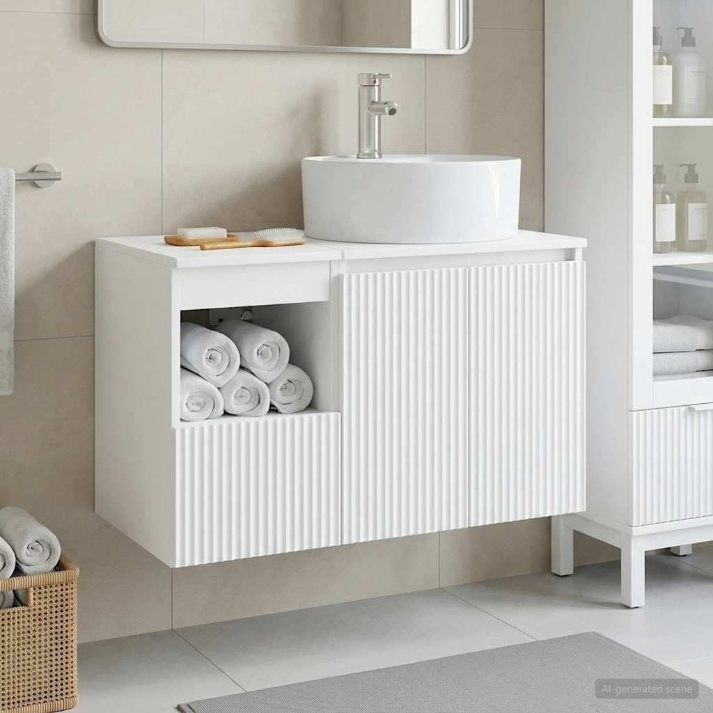 Bathroom Furniture Set 2 pcs White Engineered Wood