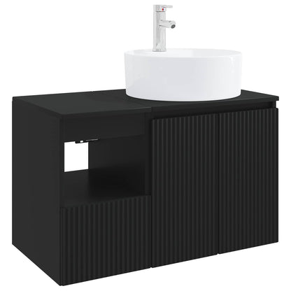 Bathroom Furniture Set 2 pcs Black Engineered Wood