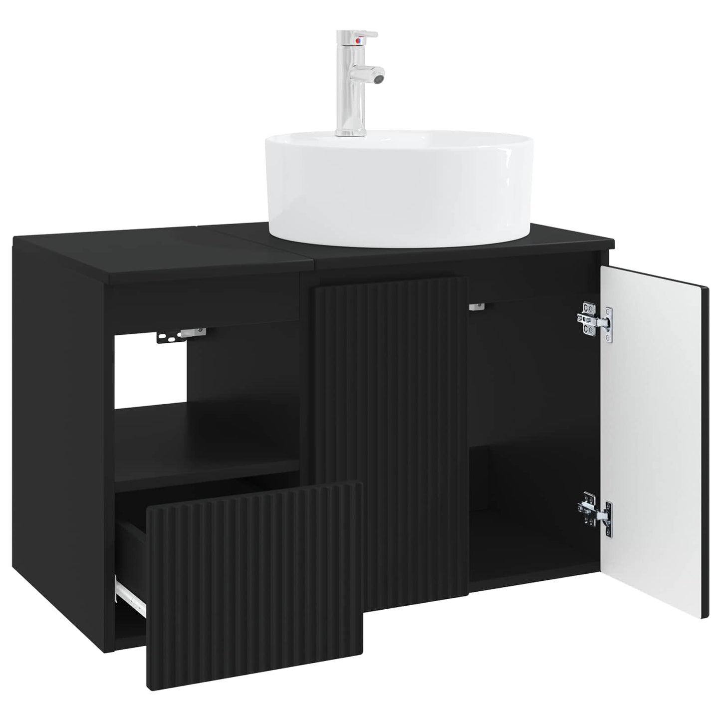 Bathroom Furniture Set 2 pcs Black Engineered Wood