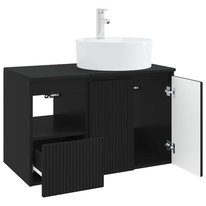 Bathroom Furniture Set 2 pcs Black Engineered Wood