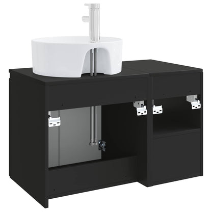 Bathroom Furniture Set 2 pcs Black Engineered Wood