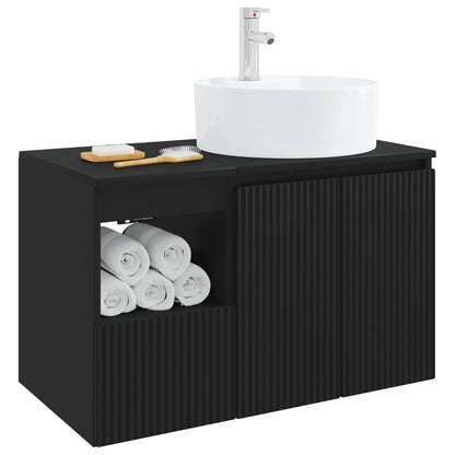 Bathroom Furniture Set 2 pcs Black Engineered Wood
