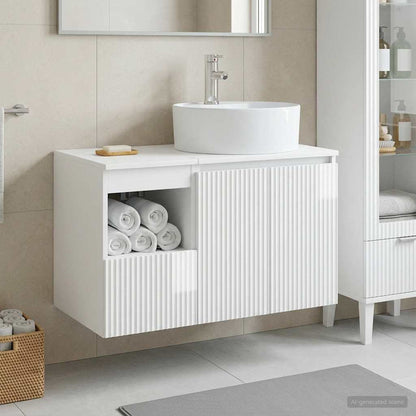 Bathroom Furniture Set 2 pcs High Gloss White Engineered Wood