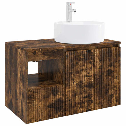 Bathroom Furniture Set 2 pcs Smoked Oak Engineered Wood