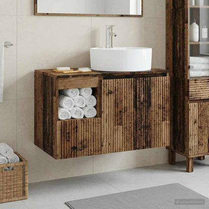 Bathroom Furniture Set 2 pcs Old Wood Engineered Wood