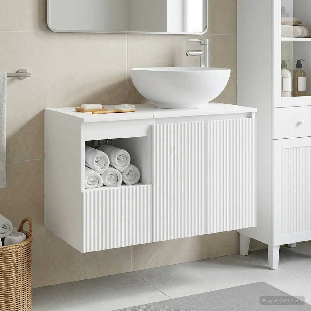 Bathroom Furniture Set 2 pcs White Engineered Wood